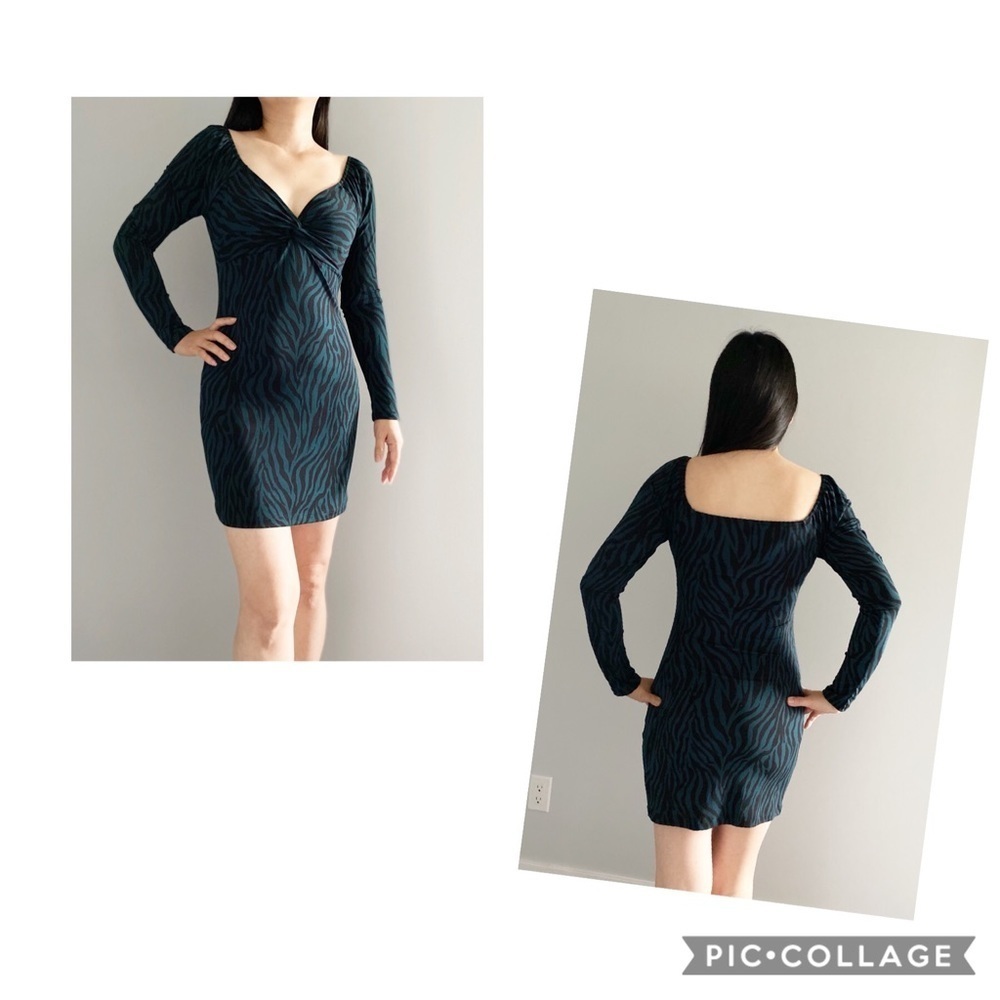 All in Favor Emerald Zebra Bodycon Mini Dress